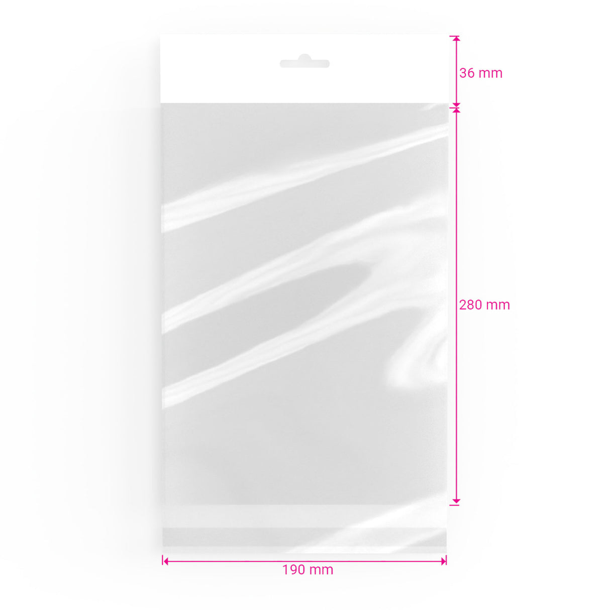 Zellophan-Beutel mit Kopflasche