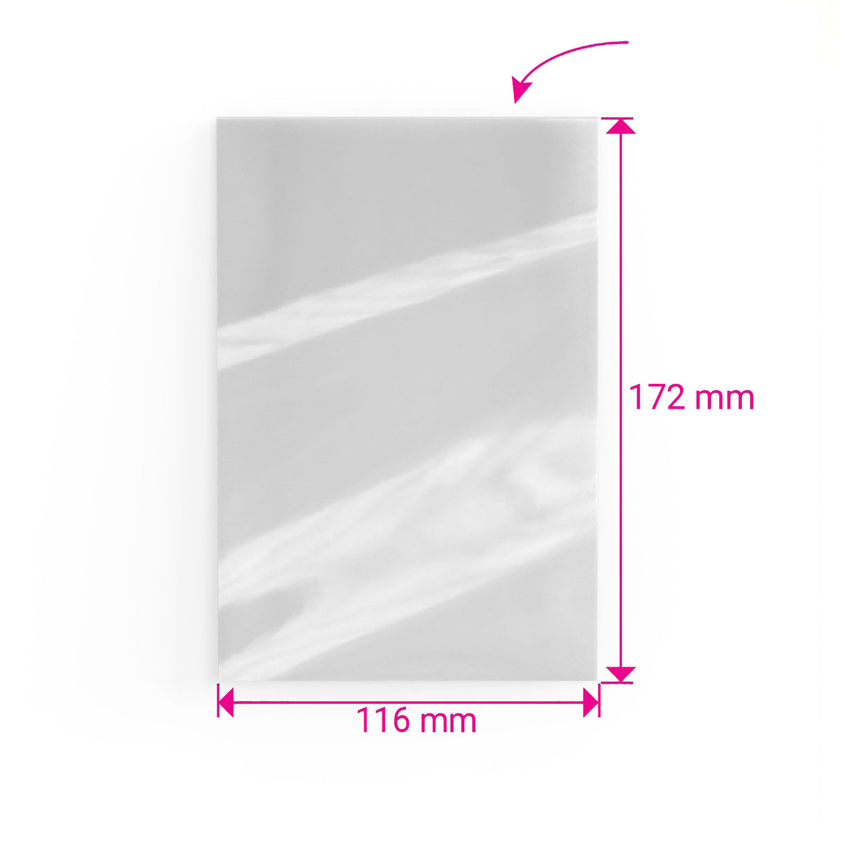 Zellophanhülle, oben offen