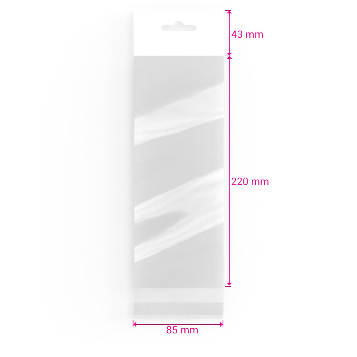 Zellophan-Beutel mit Kopflasche