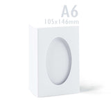 Weiße dreifach gefaltete Karten mit ovalem Ausschnitt – Packung